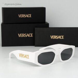 Versace Women Sunglasses White Grey Rectangle VE4489U 314/87 NEW AUTHENTIC
